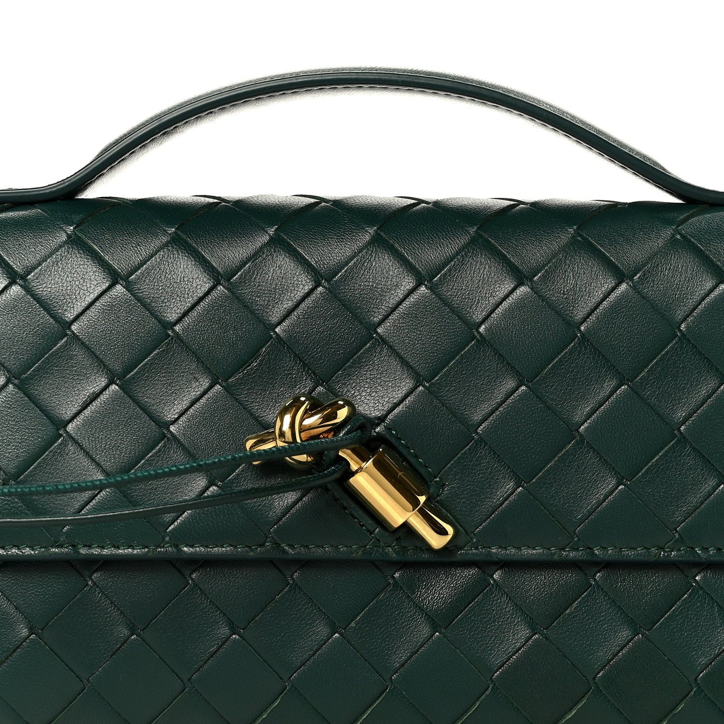 Nappa Intrecciato Long Andiamo Top Handle Clutch Emerald Green