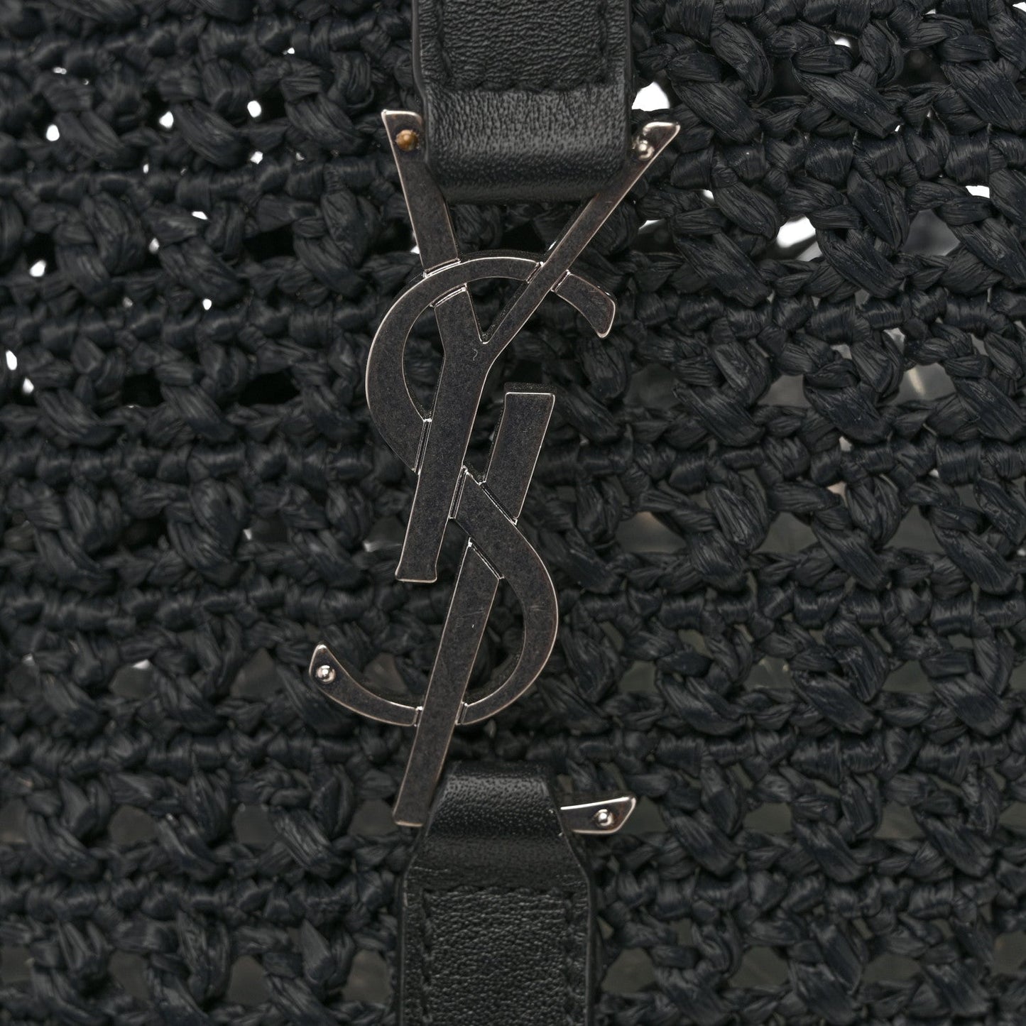 Raffia Monogram Le 5 A 7 Medium Tote Black