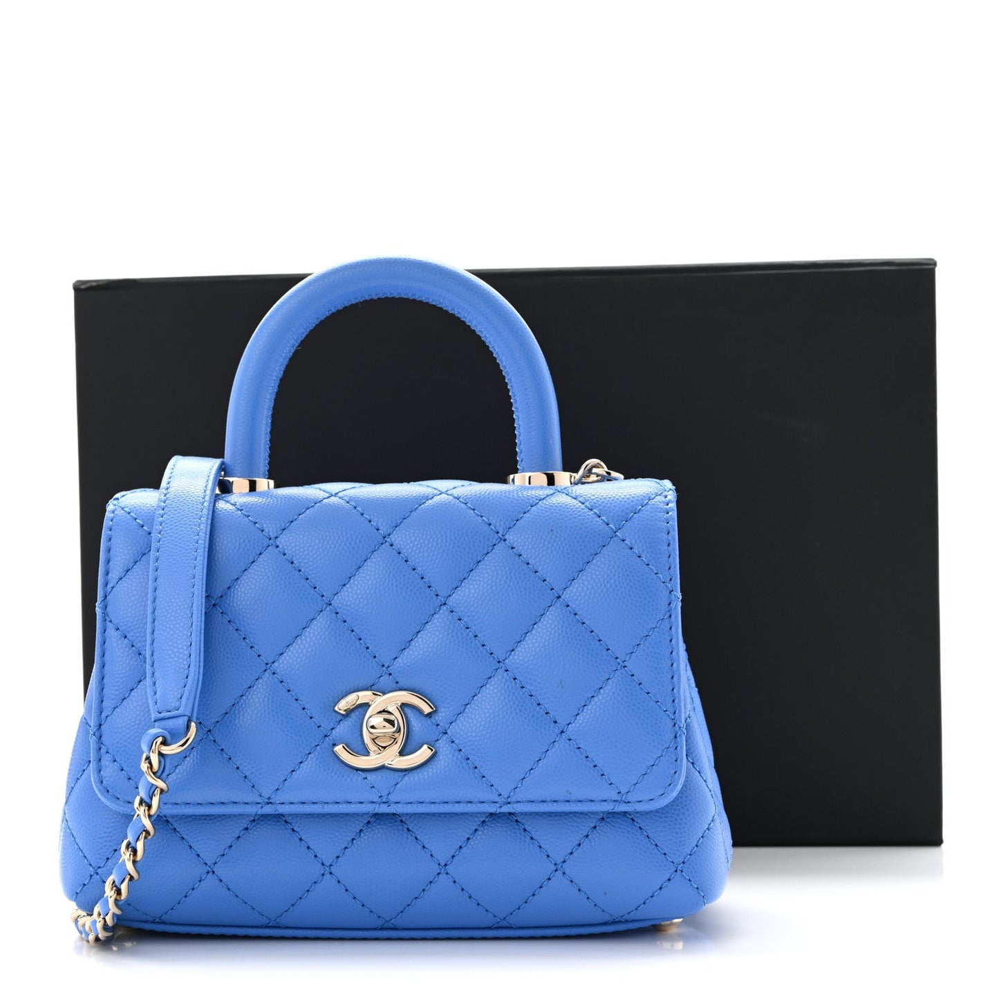 Caviar Quilted Extra Mini Coco Handle Flap Blue