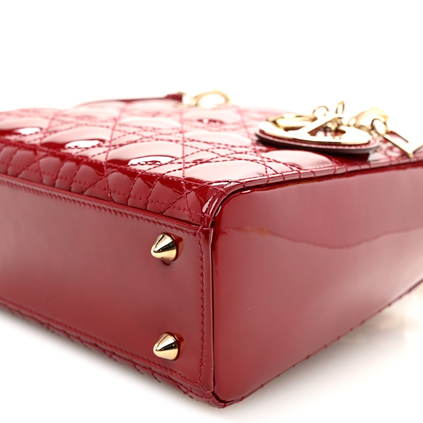 Patent Cannage Small Lady Dior Cherry Red