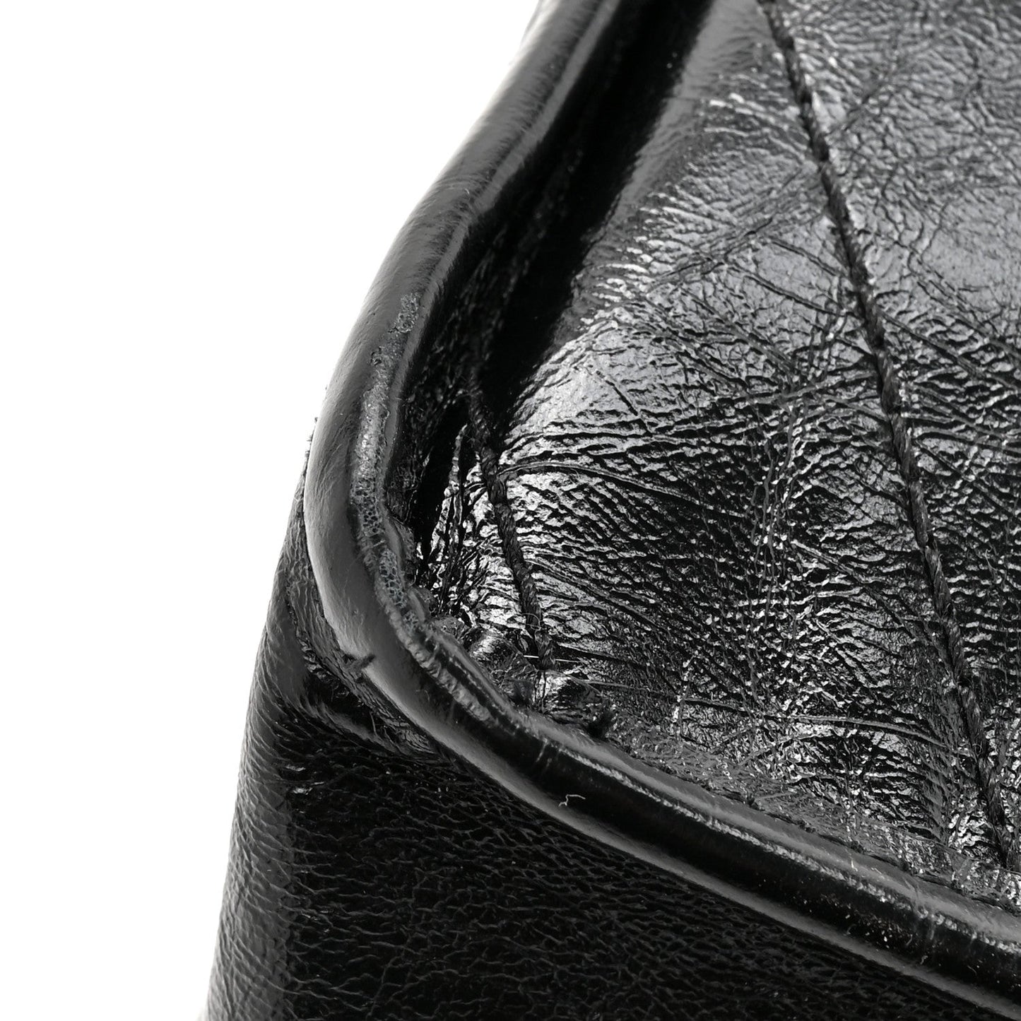 Crinkled Calfskin Matelasse Monogram Medium Niki Chain Satchel Black