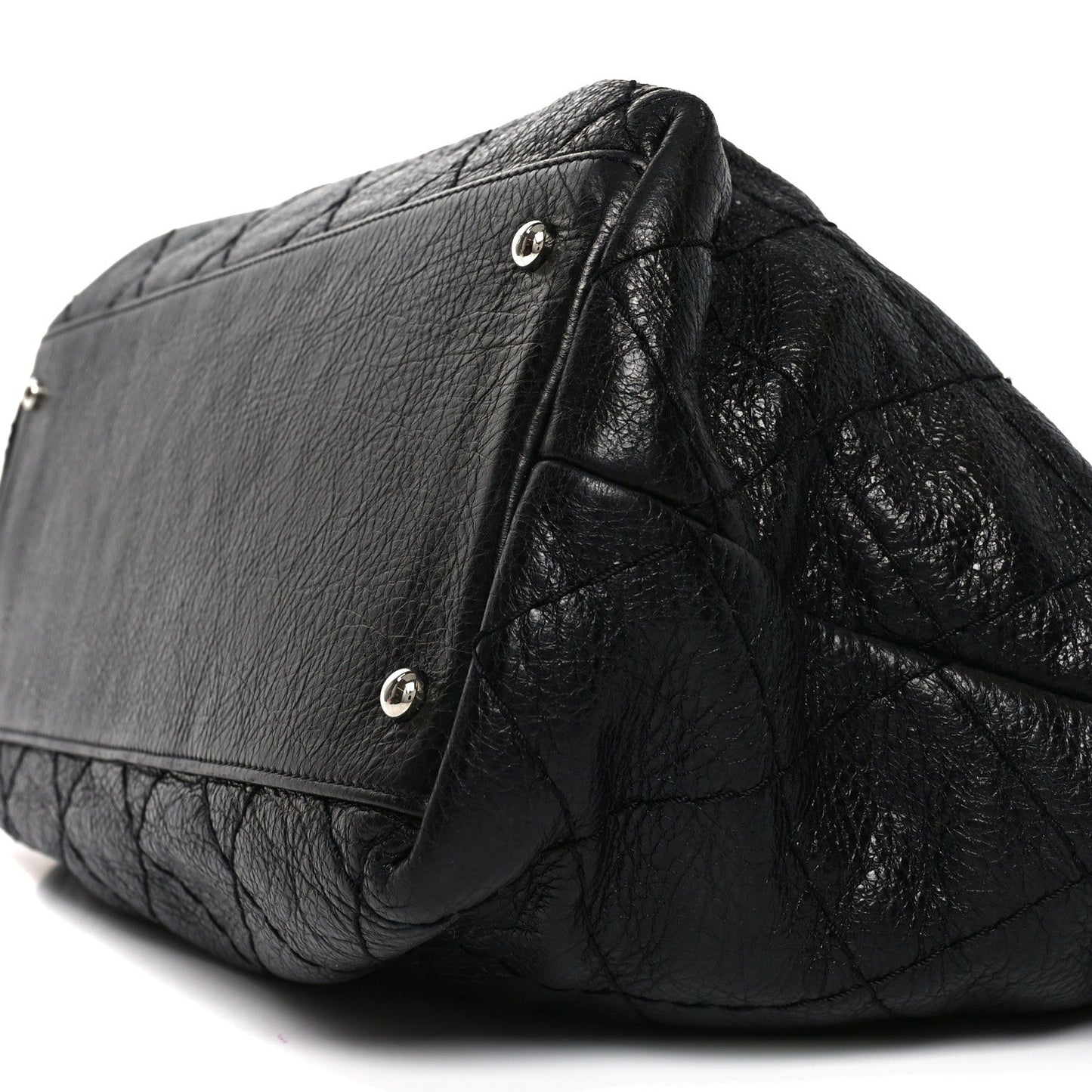 Glazed Calfskin Large On The Road Tote Black