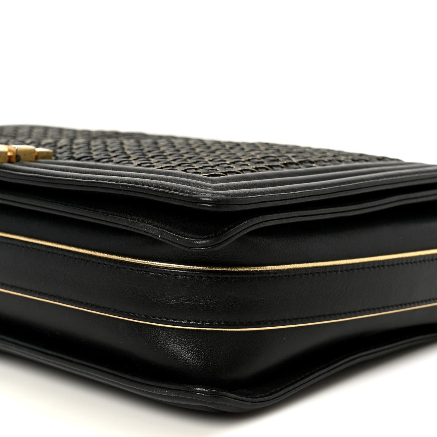 Braided Sheepskin Large Boy Reverso Flap Black