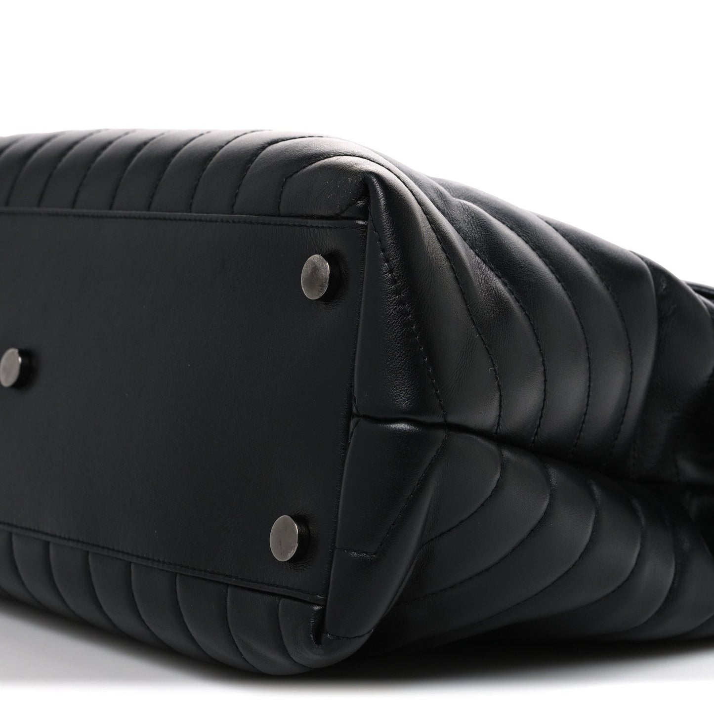 Calfskin Y Quilted Monogram Monochrome Large Loulou Chain Satchel Black
