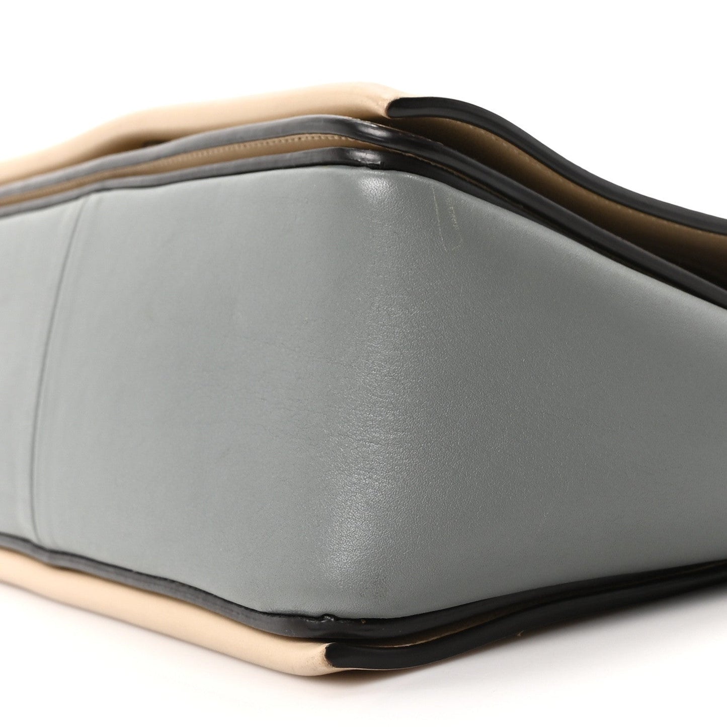 Shiny Smooth Calfskin Medium Frame Shoulder Bag Grege Storm
