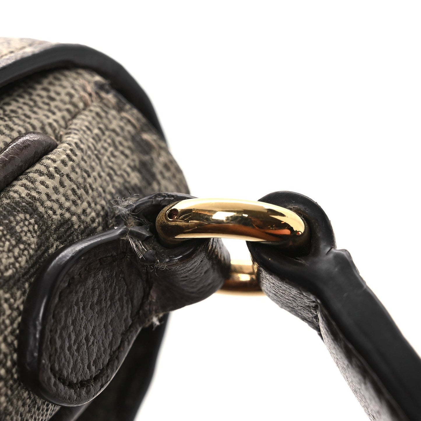 GG Supreme Monogram Textured Dollar Calfskin Web Mini Ophidia Envelope Shoulder Bag Beige Ebony