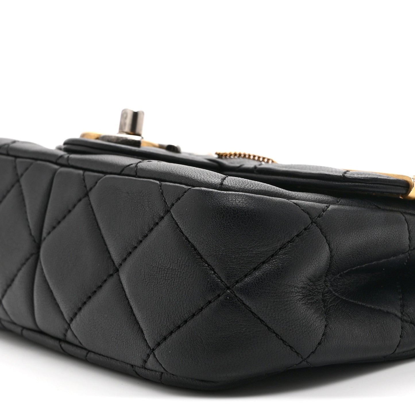 Lambskin Quilted Mini Coco Clips Single Flap Black