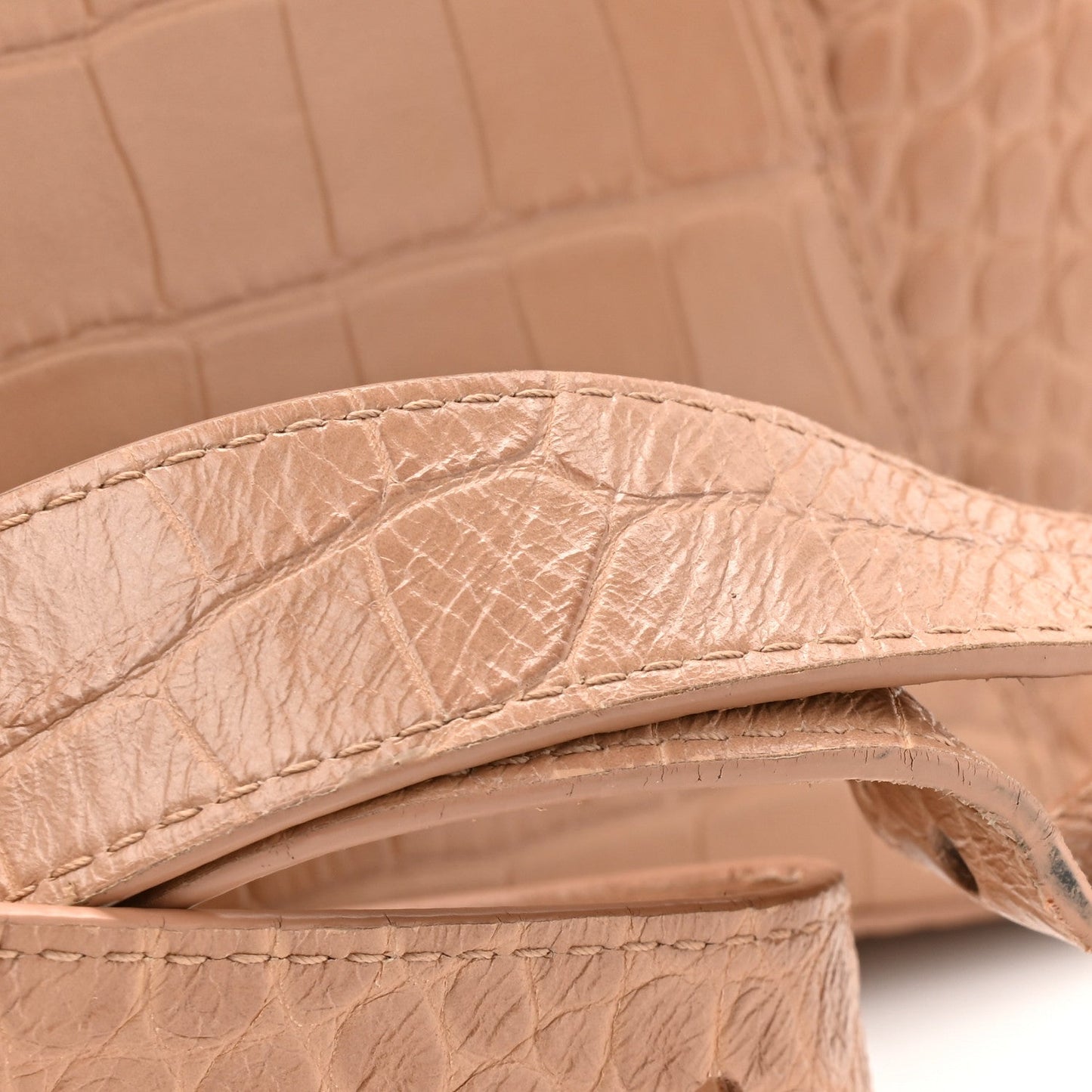 Extra Supple Calfskin Crocodile Embossed Small Downtown Shoulder Bag Nude Beige