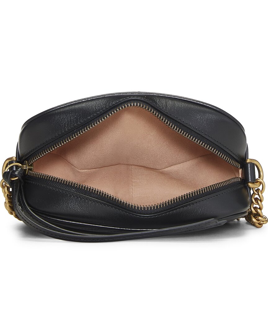 Gucci Black Leather Gg Marmont Crossbody Mini ( )