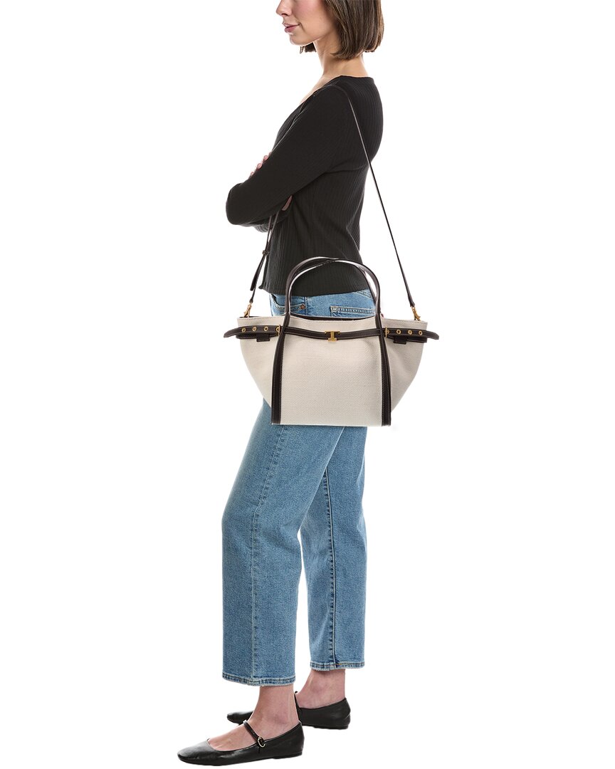 Tod's Logo Small Canvas & Leather Tote