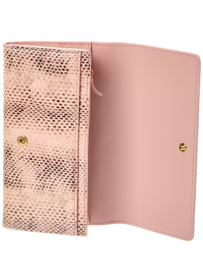 Gucci Pink Snakeskin Continental Wallet ( )