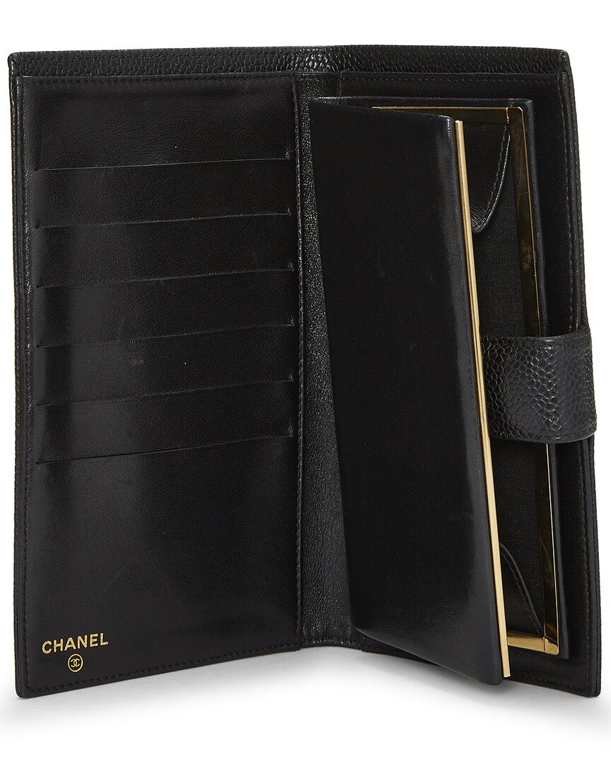 Chanel Black Caviar Leather Caviar 'Cc' Timeless Long Wallet (