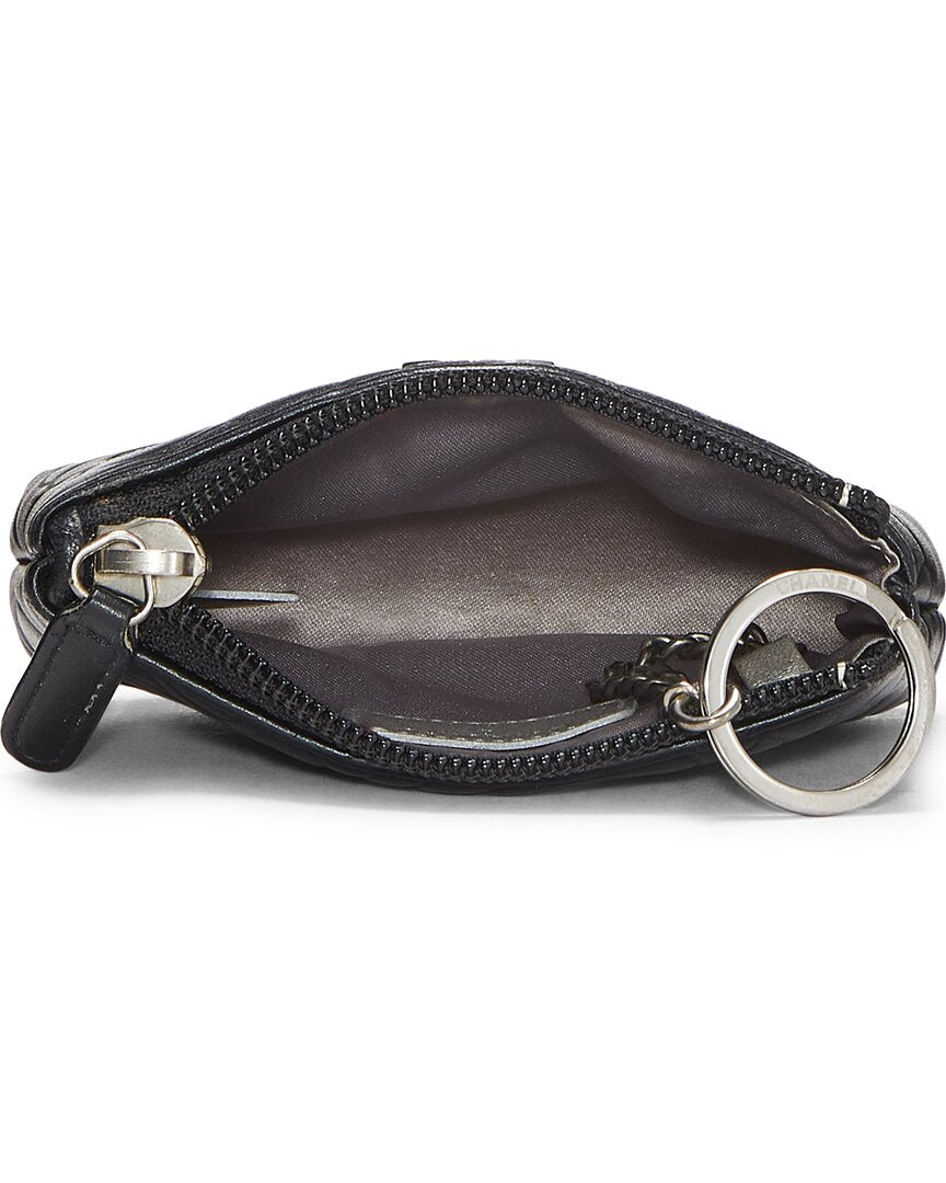 Chanel Black Embossed Leather Camellia Coin Purse ( )