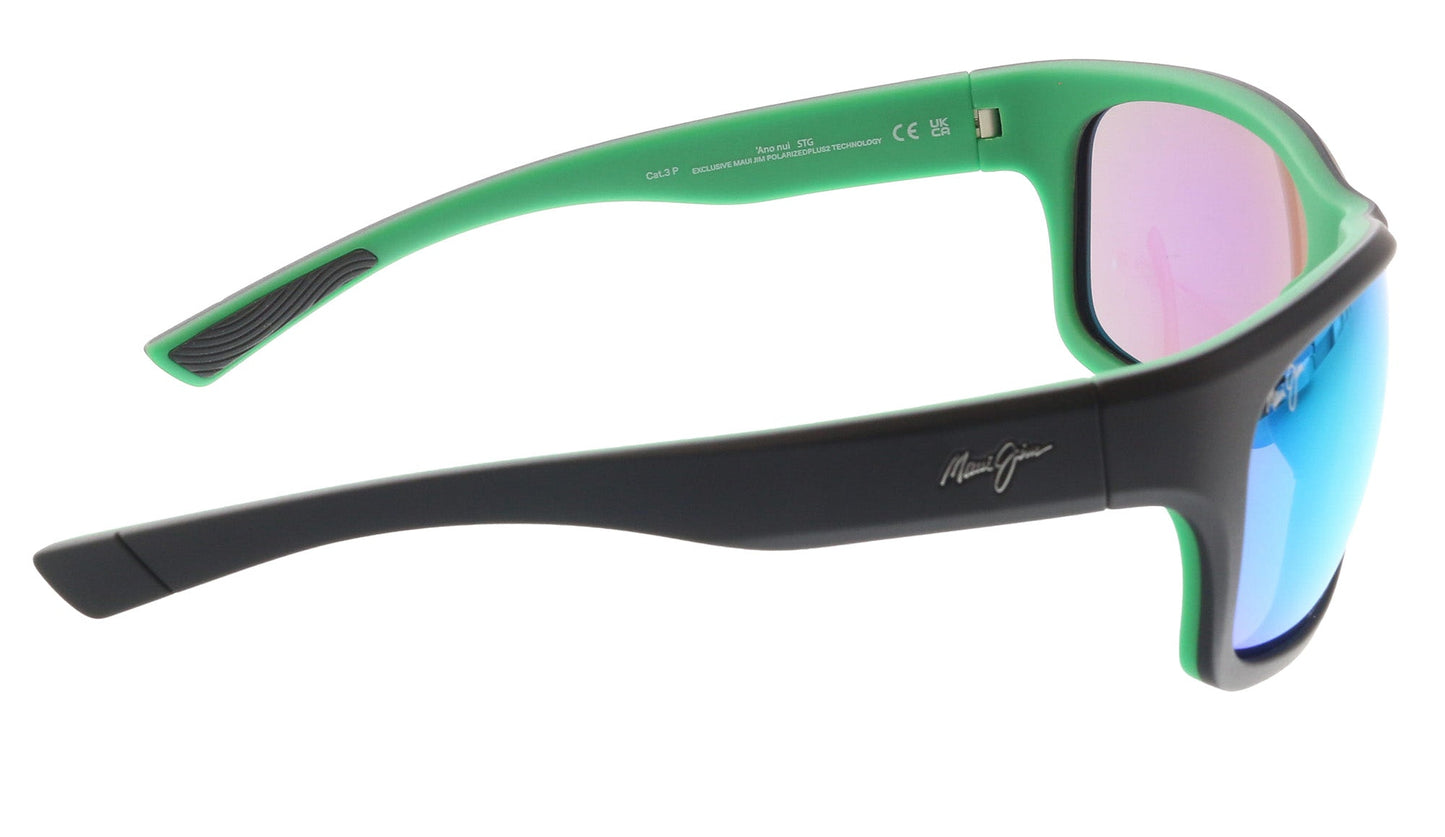 Maui Jim MJ0681S-003 Rugged Matte Black Wrap GreenMirrored Polarized