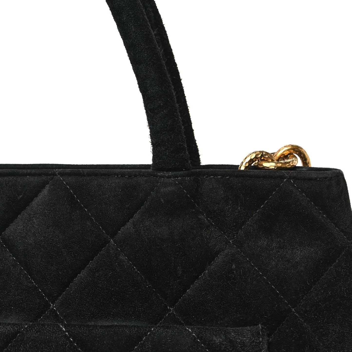 Suede Quilted Medallion Tote Black