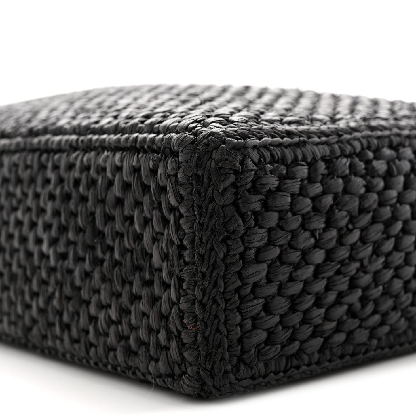 Raffia Calfskin Standard A4 Tote Bag Black