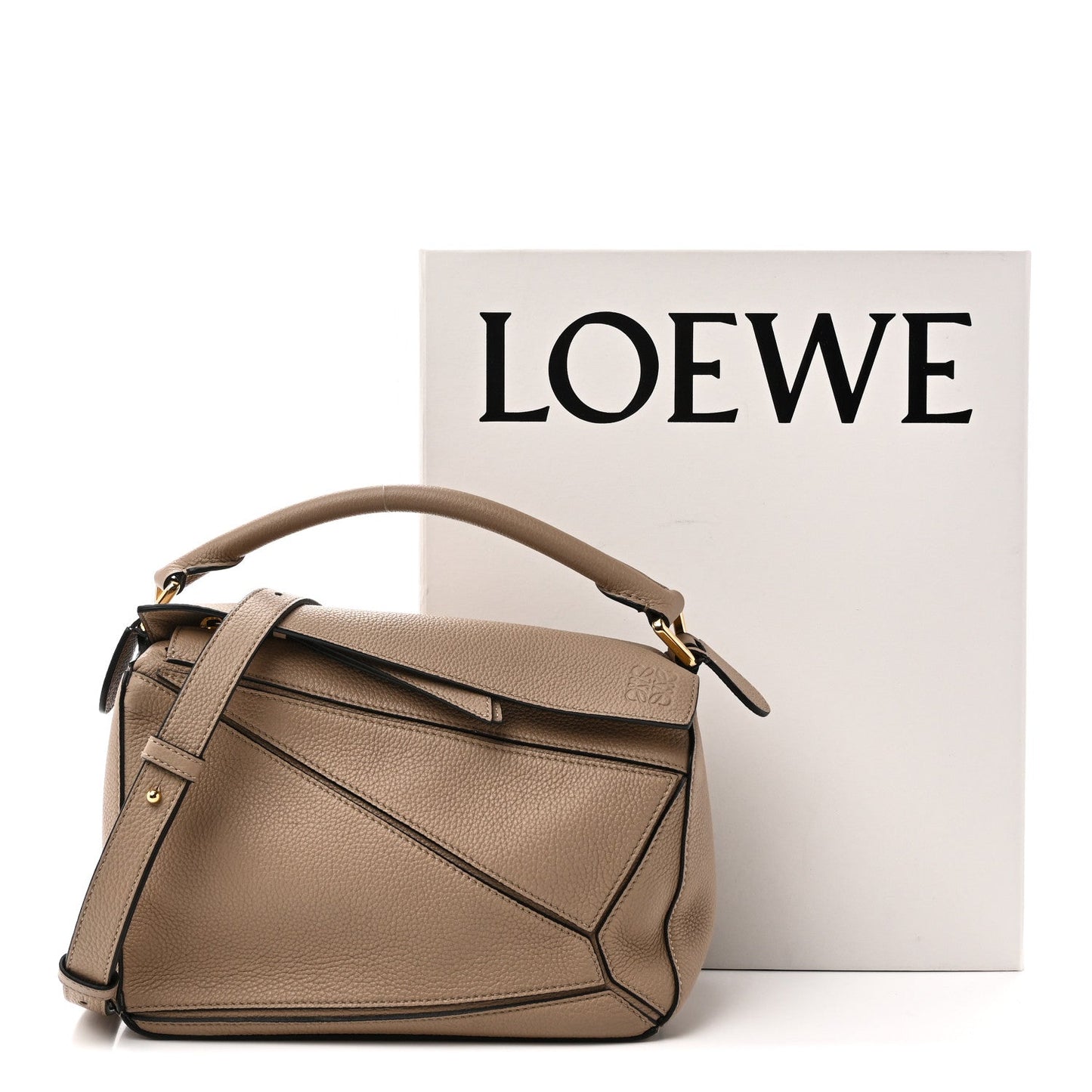 Grained Calfskin Small Puzzle Bag Sand