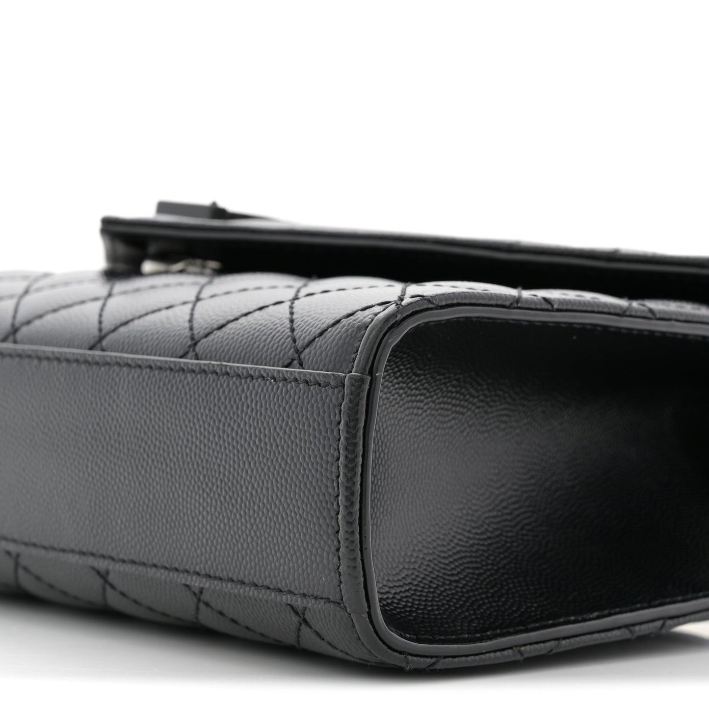 Grain De Poudre Textured Mixed Matelasse Triquilt Medium Monogram Monochrome Satchel Black