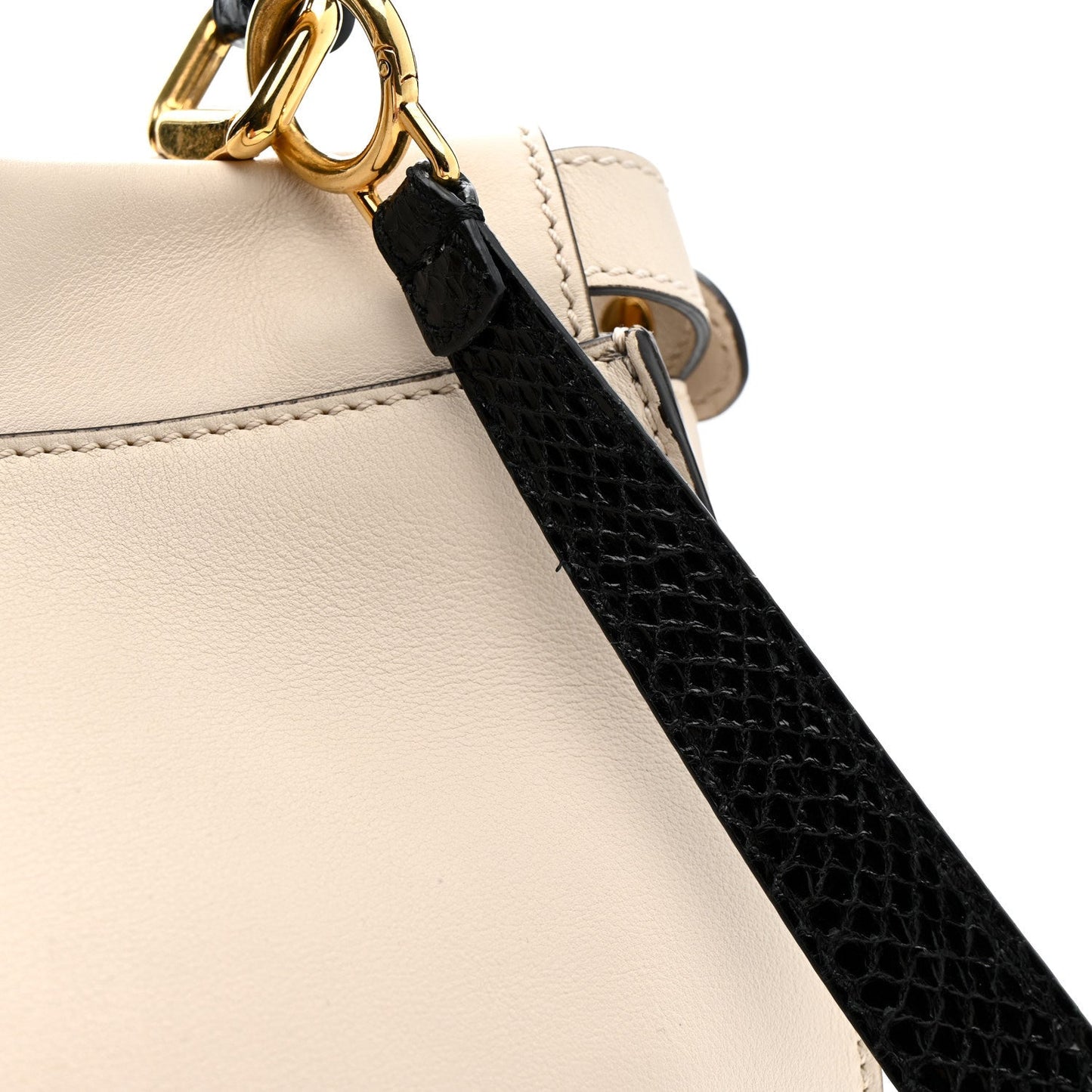 Vitello Seta Snakeskin Monster Eyes Medium Peekaboo Iconic Satchel Amido Sand Black
