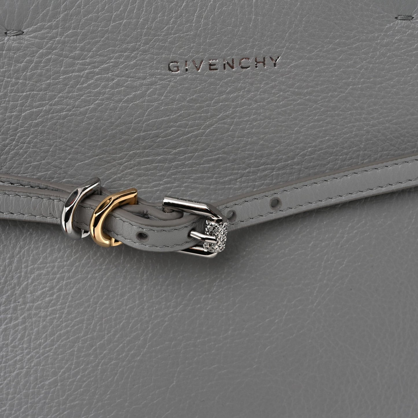 Calfskin Voyou Small North South Tote Light Grey