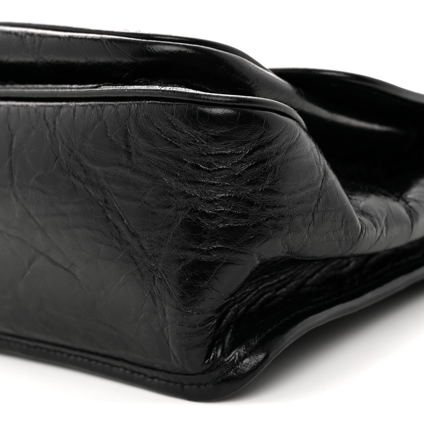 Crinkled Calfskin Matelasse Monogram Medium Niki Chain Satchel Black
