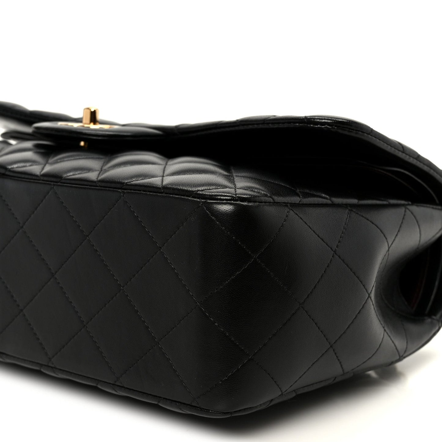 Lambskin Quilted Jumbo Double Flap Black