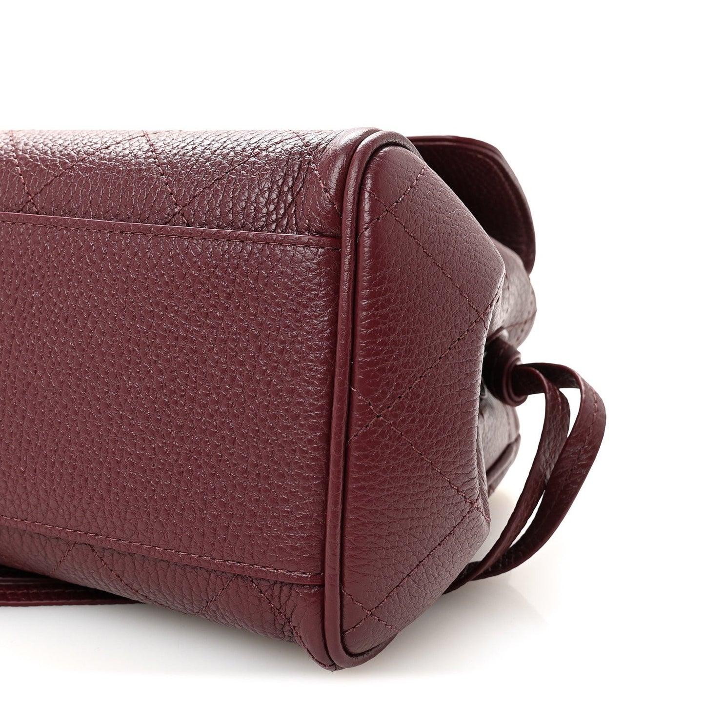 Grained Calfskin Stitched Urban Essentials Small Shopping Bag Burgundy