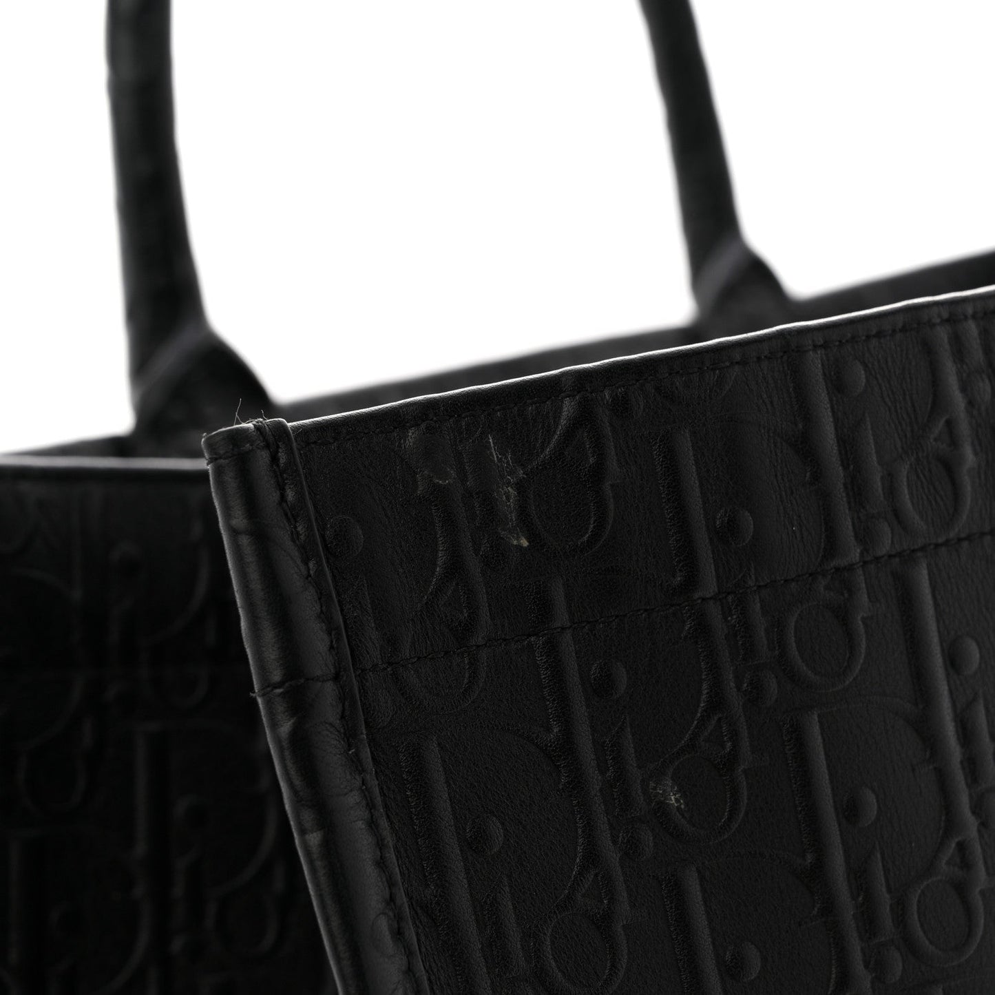 Oblique Calfskin Embossed Large Book Tote TBlack