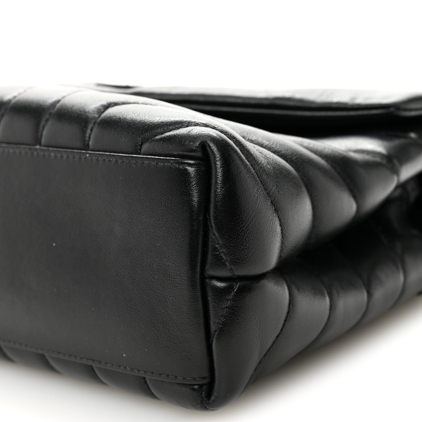 Calfskin Y Quilted Monogram Monochrome Small Loulou Chain Satchel Black