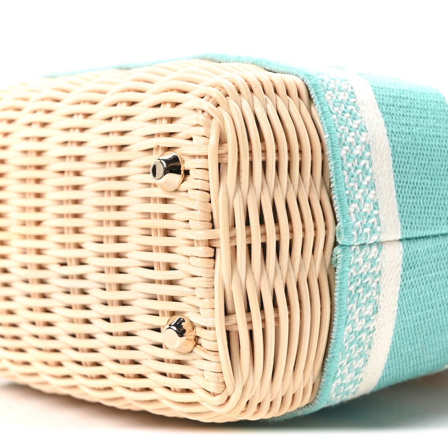 Wicker Oblique Mini Lady Dior Bag Aquamarina