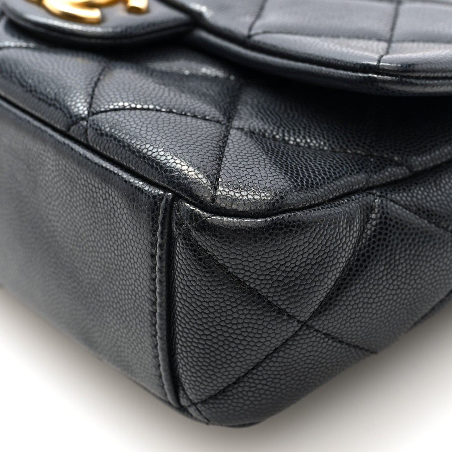 Caviar Quilted Small Twist Your Buttons Flap Black