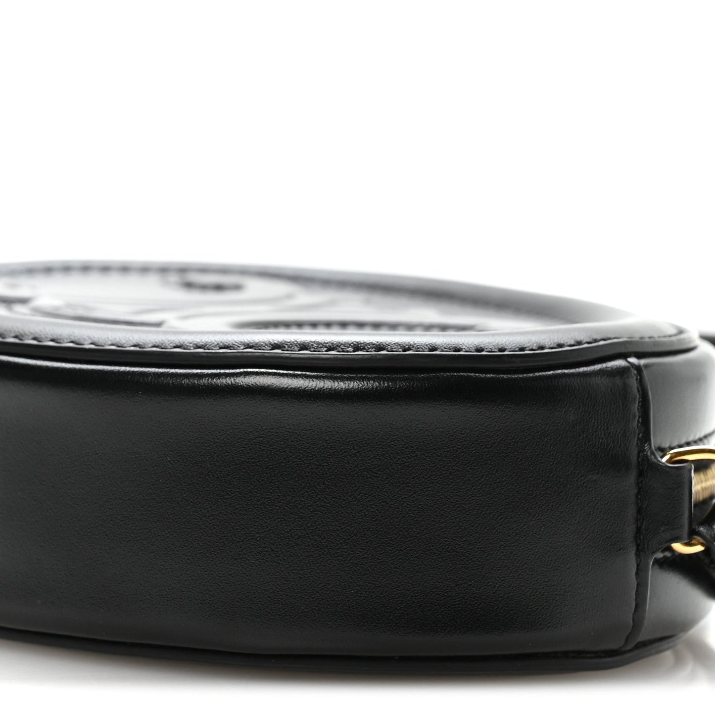 Smooth Calfskin Cuir Small Triomphe Oval Crossbody Purse Black