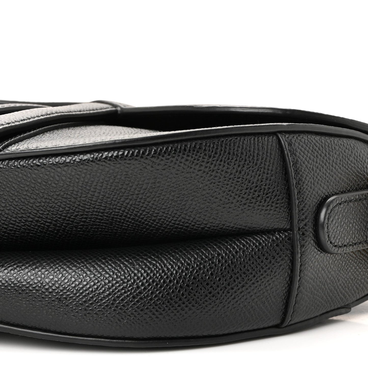 Grained Calfskin Saddle Bag With Strap Black