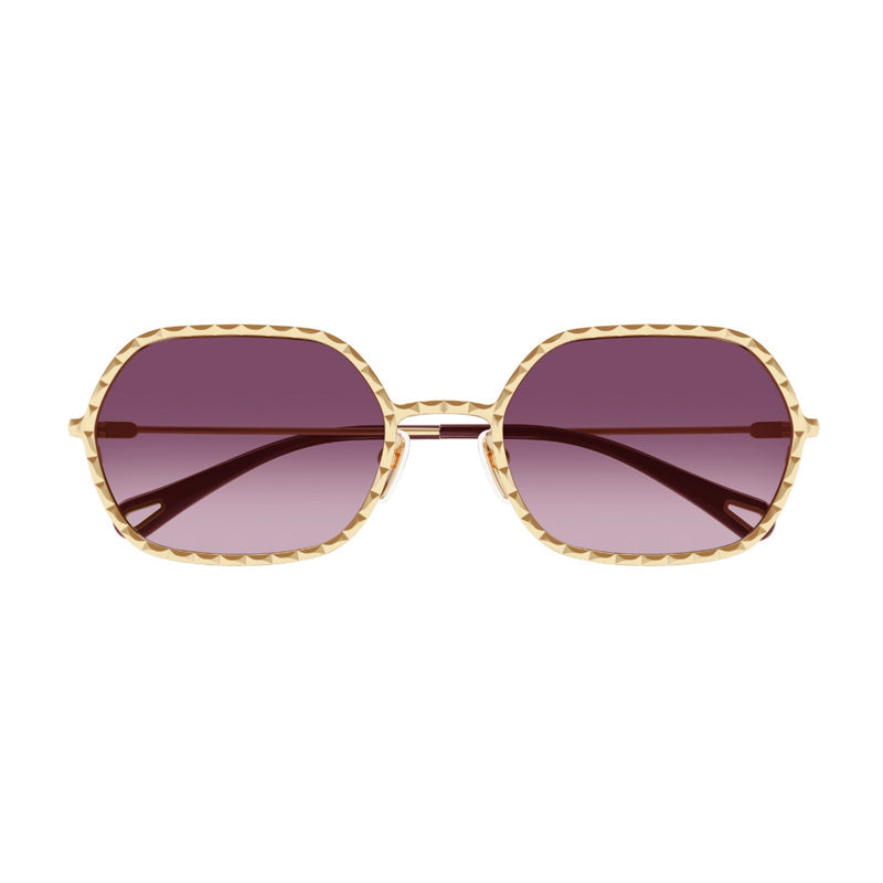 Chloe Sunglasses Rectangle Full Rim, Gold Frame and Violet Gradient Lens CH0231S003