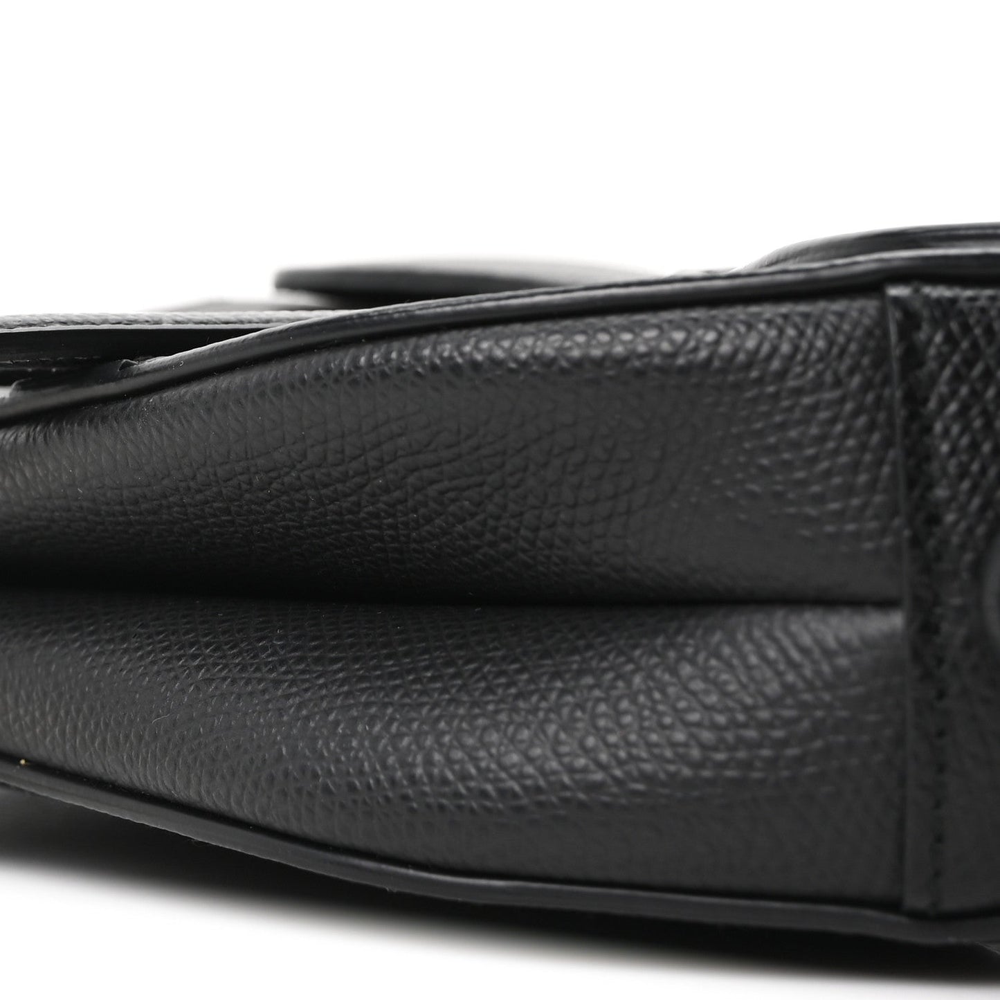 Grained Calfskin Mini Saddle Bag Black