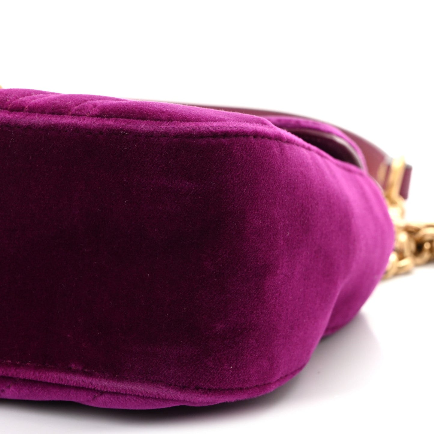 Velvet Matelasse Small GG Marmont Shoulder Bag Fuchsia Violet Cyclamen