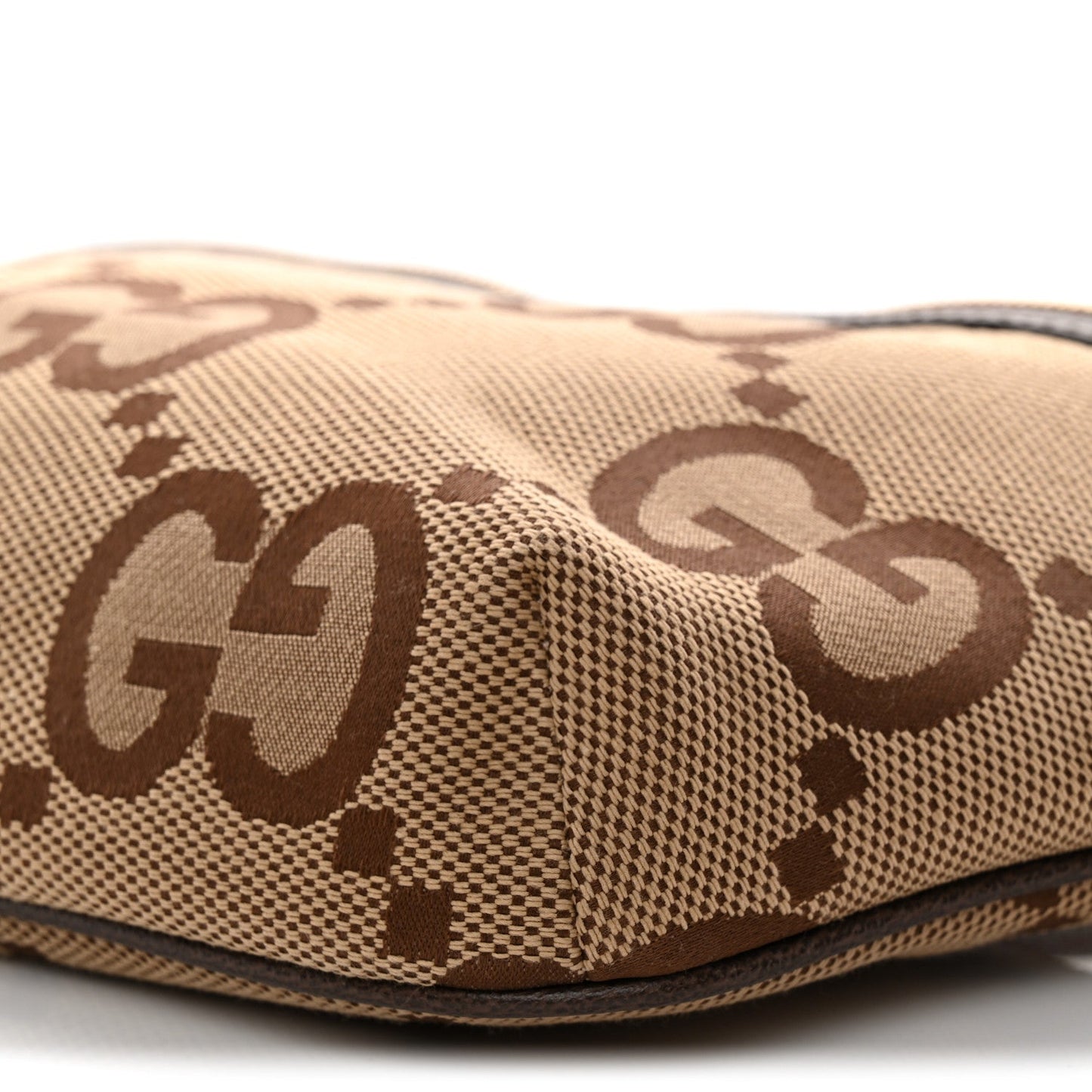 Monogram Jumbo GG Textured Dollar Calfskin Web Belt Bag Camel Ebony New Acero