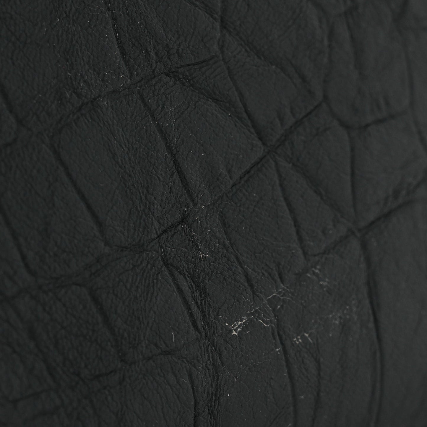 Calfskin Crocodile Embossed West Hollywood Monogram Fold Over Clutch Black