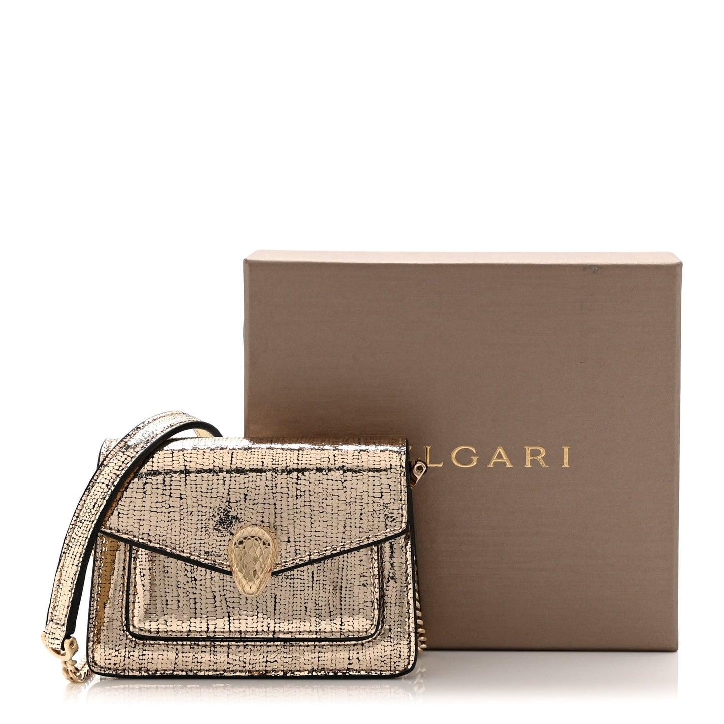 Metallic Calfskin Serpenti Forever Micro Bag Gold