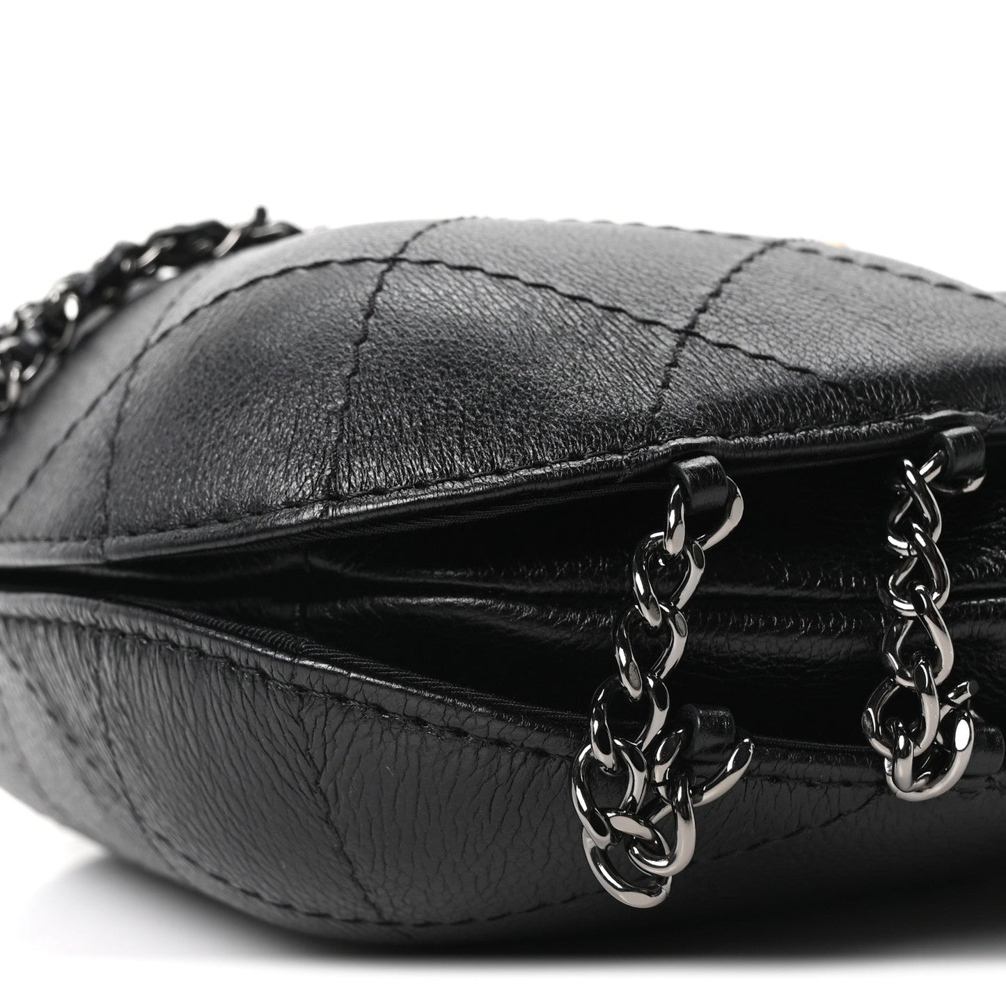 Aged Calfskin Quilted Small Gabrielle Bucket Black