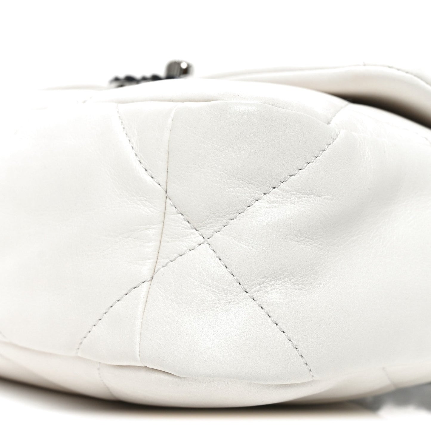 Glossy Calfskin Quilted Medium Chanel 19 Flap White Black