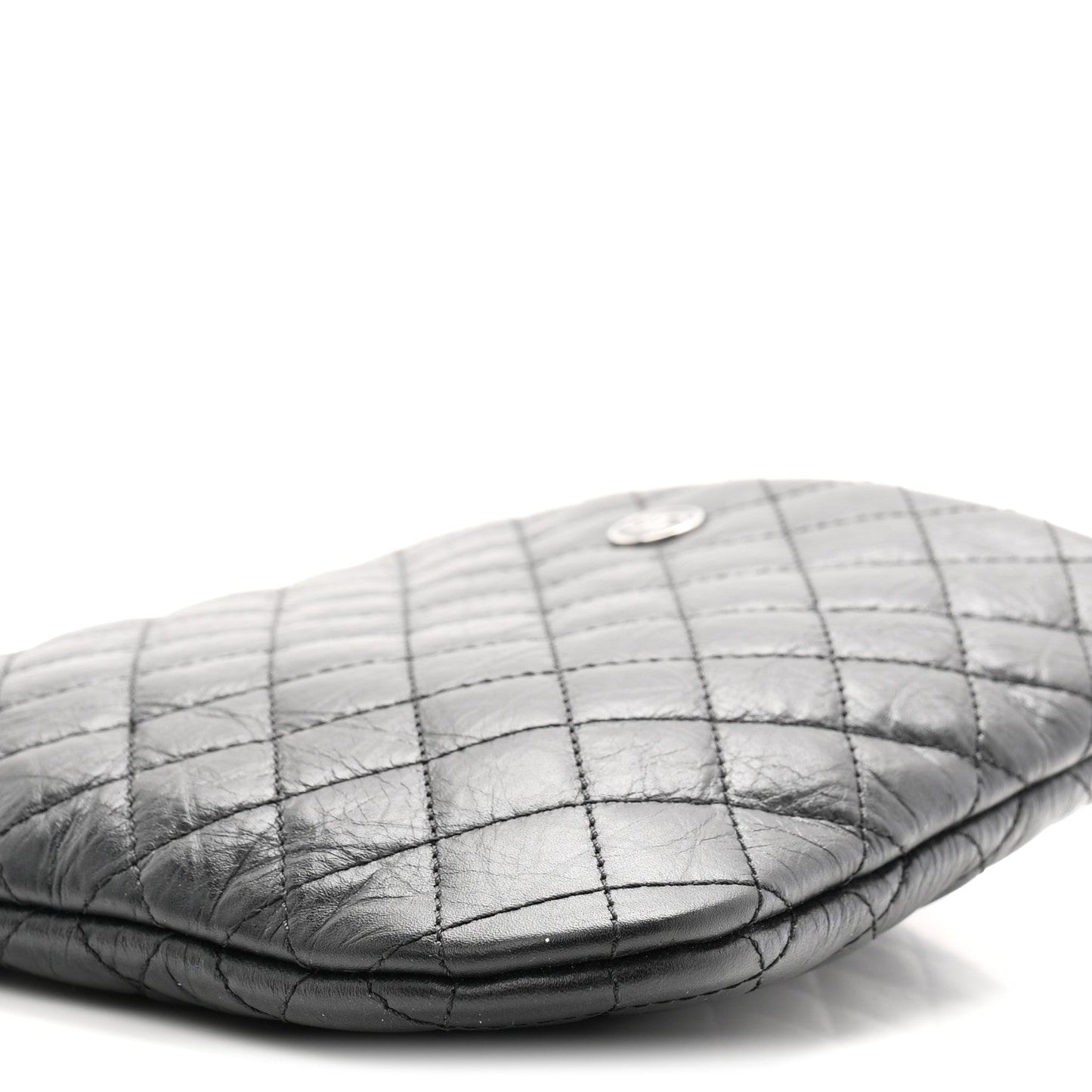 Aged Calfskin Quilted Crossbody Bag Black