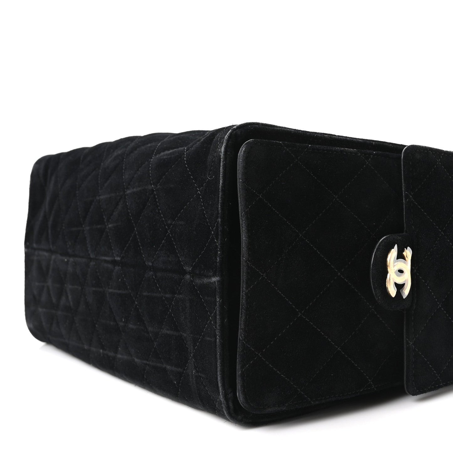 Suede Quilted Medium Chanel 25 Handbag Black