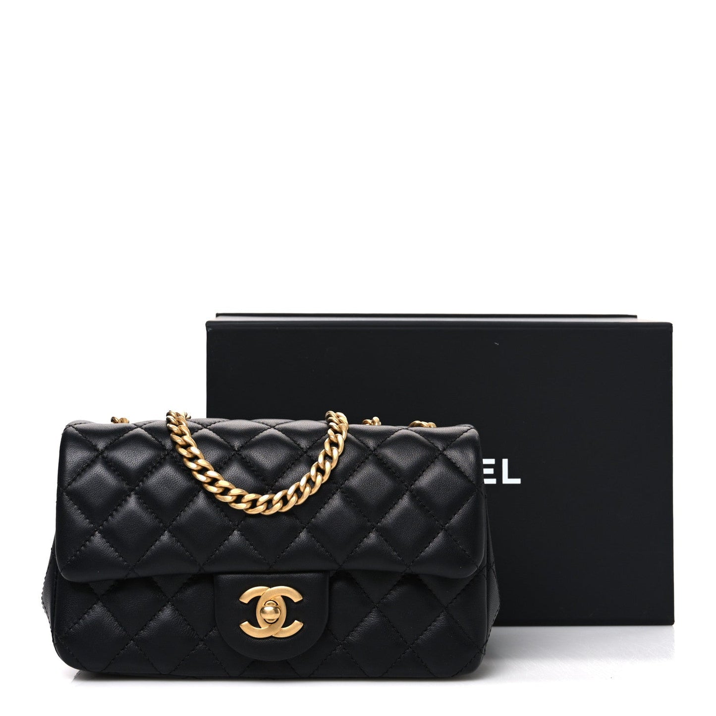 Lambskin Quilted Mini Rectangular Sweet Camellia Flap Black