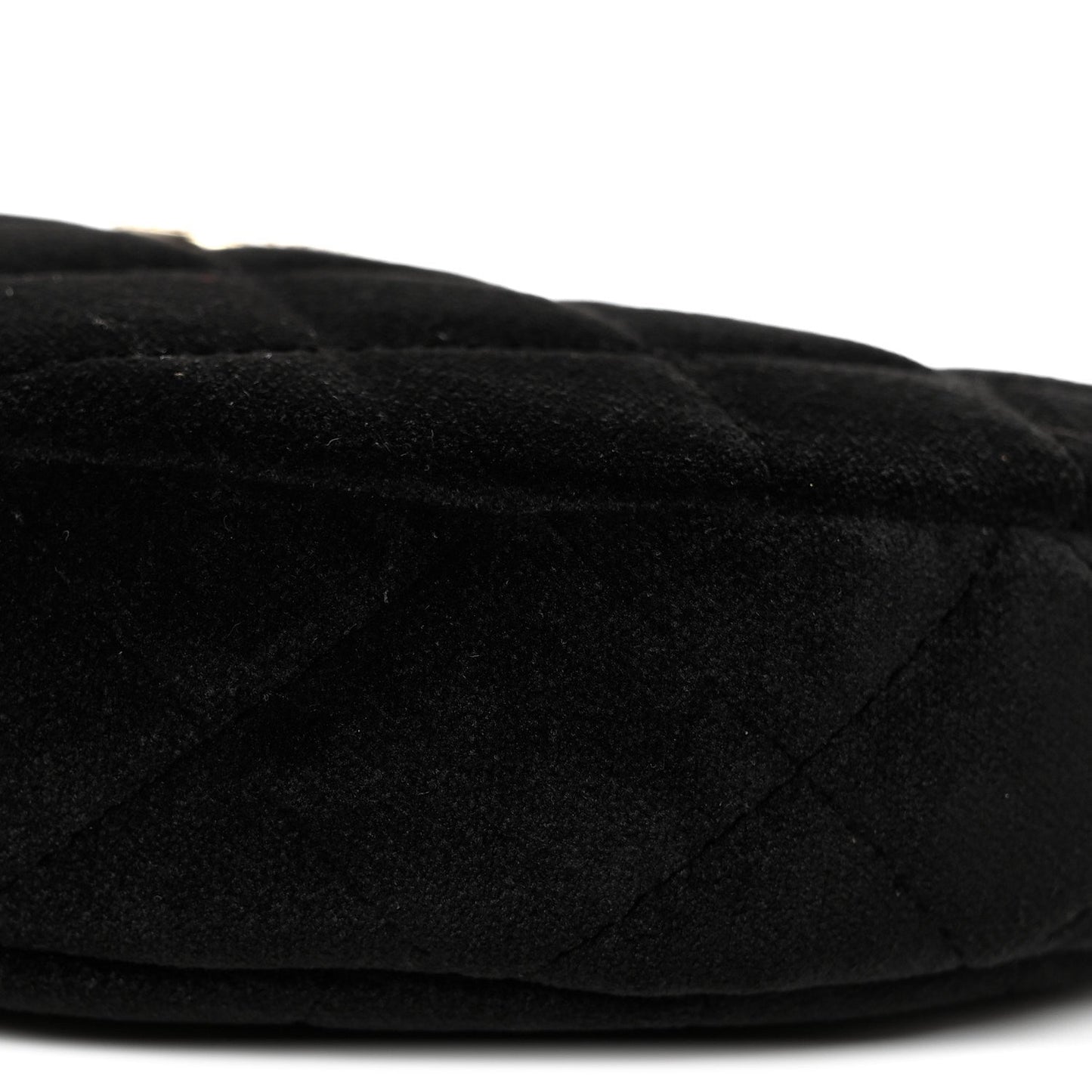 Velvet Crystal Quilted Chain Hobo Black
