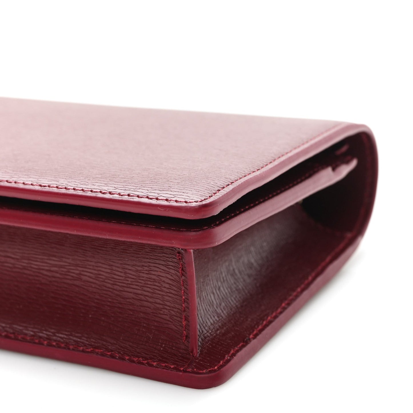Textured Calfskin Script Logo Wallet On Chain Rosso Ancora