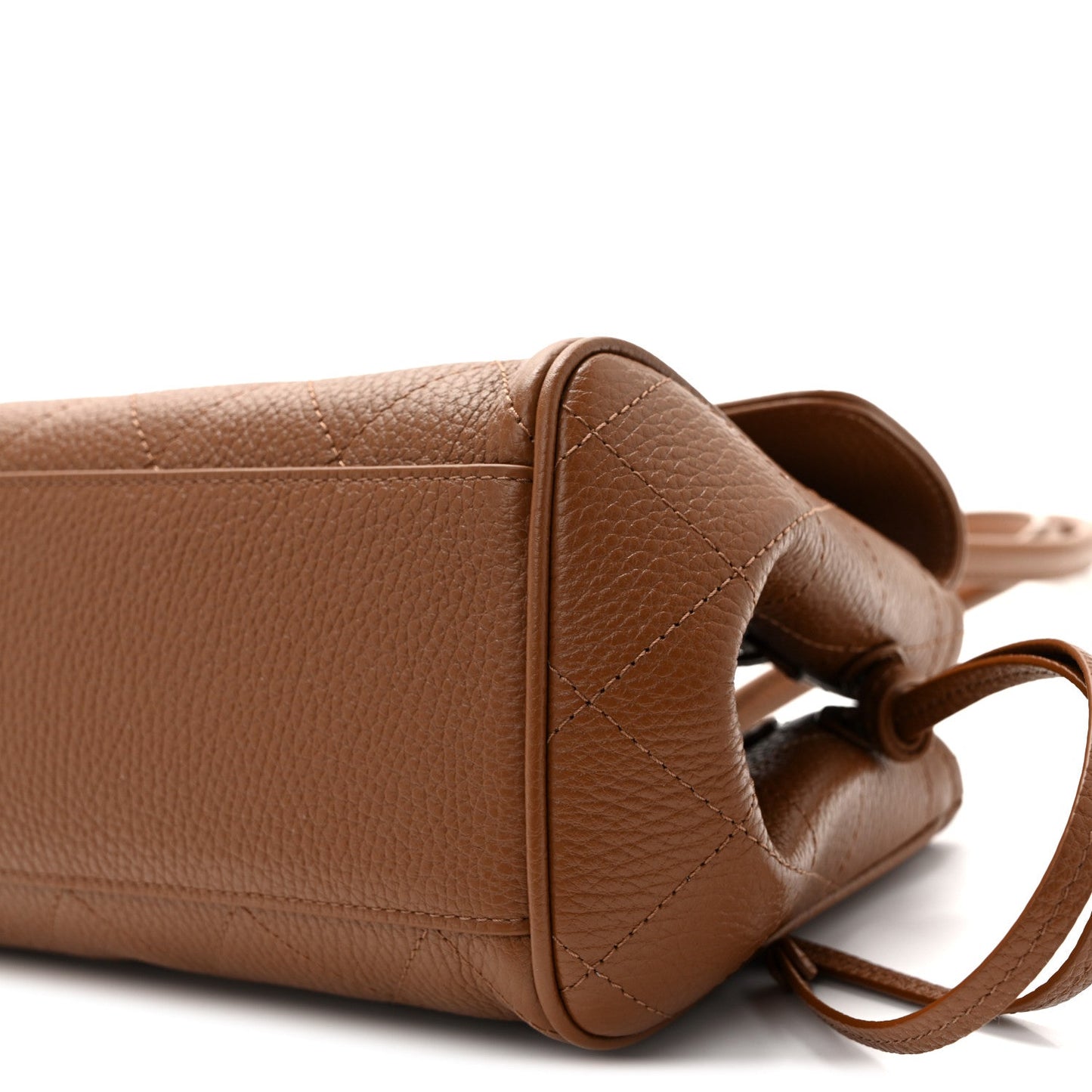 Grained Calfskin Stitched Urban Essentials Small Shopping Bag Camel