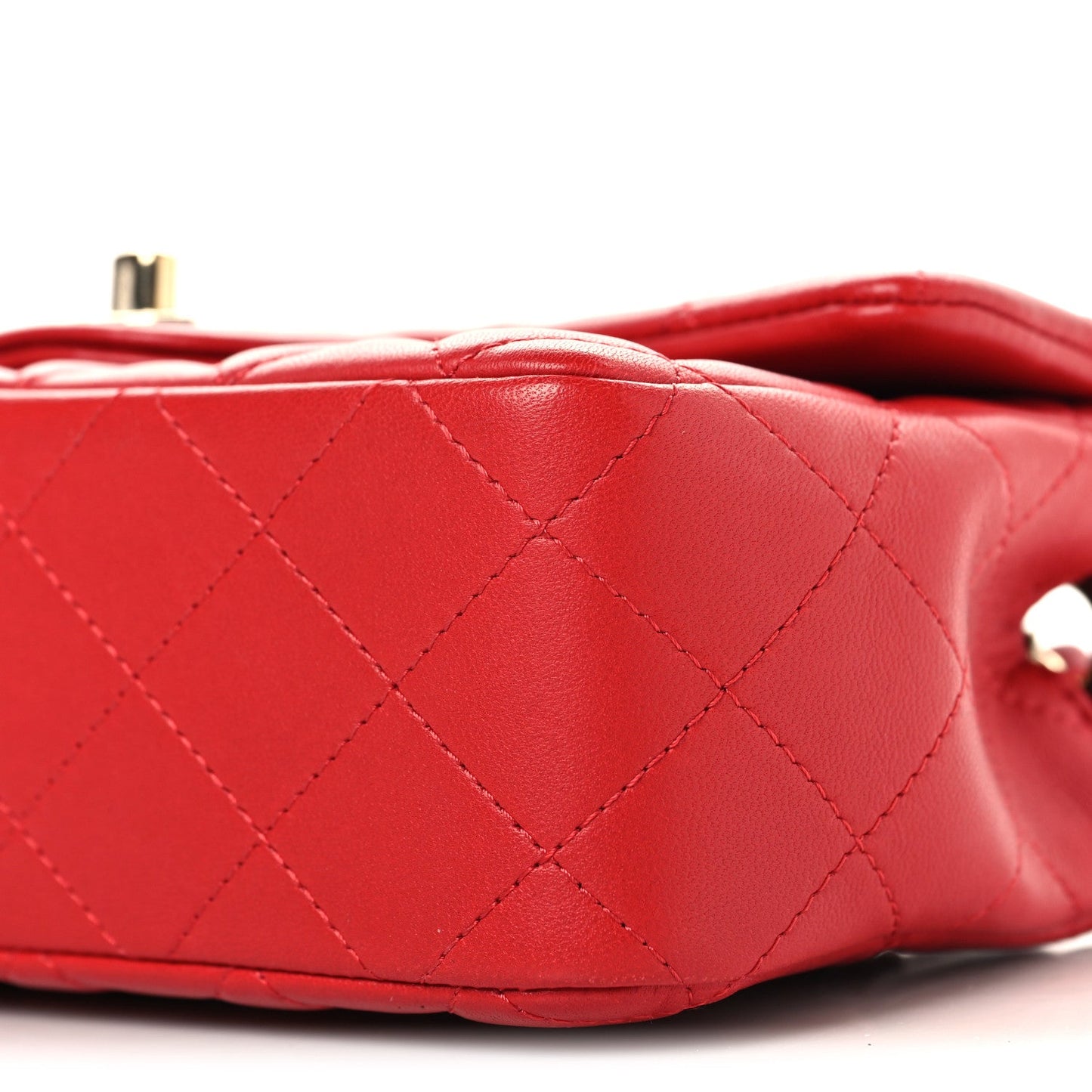 Lambskin Quilted Mini Rectangular Flap Red