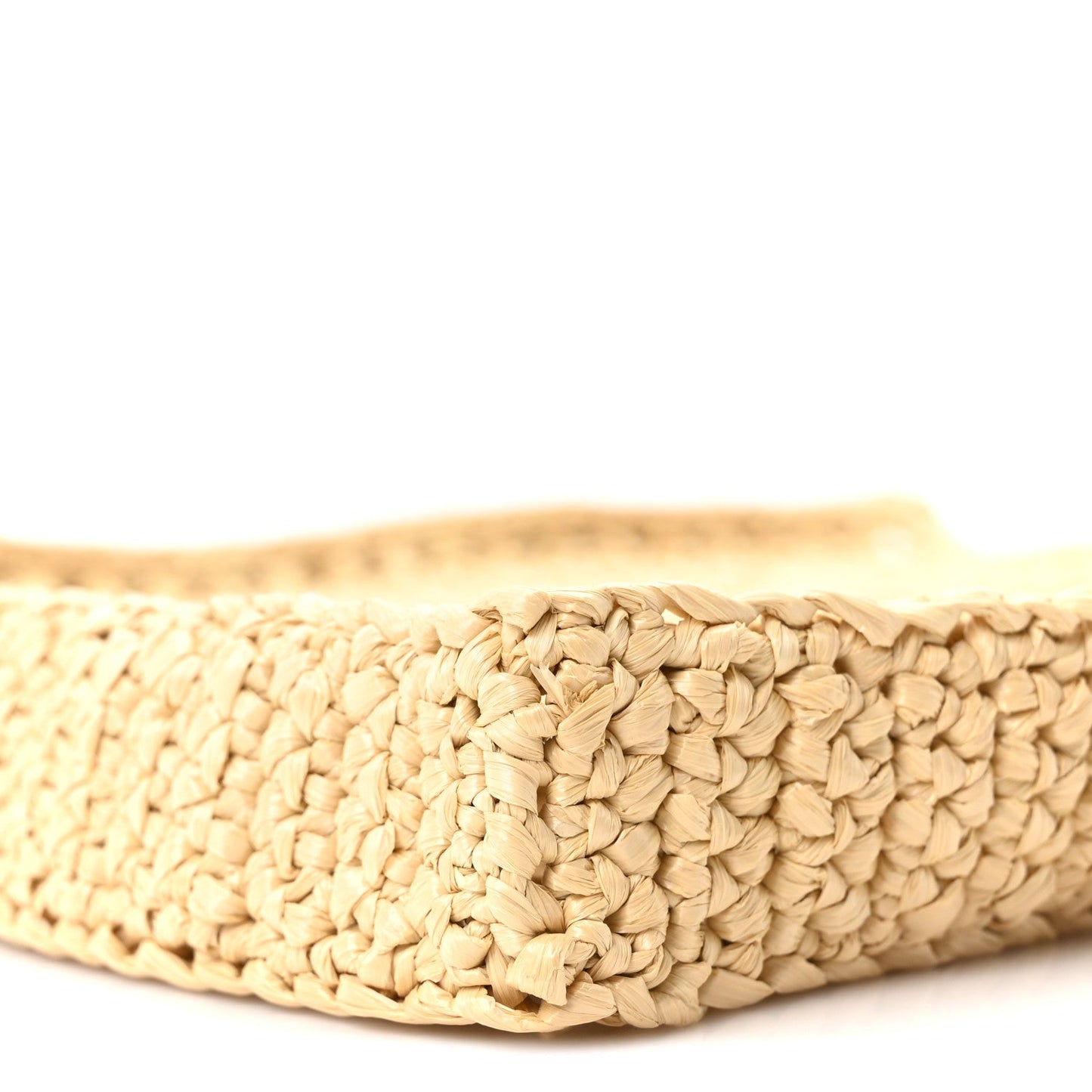 Yarn Raffia Effect Crochet Logo Embroidered Tote Bag Naturale