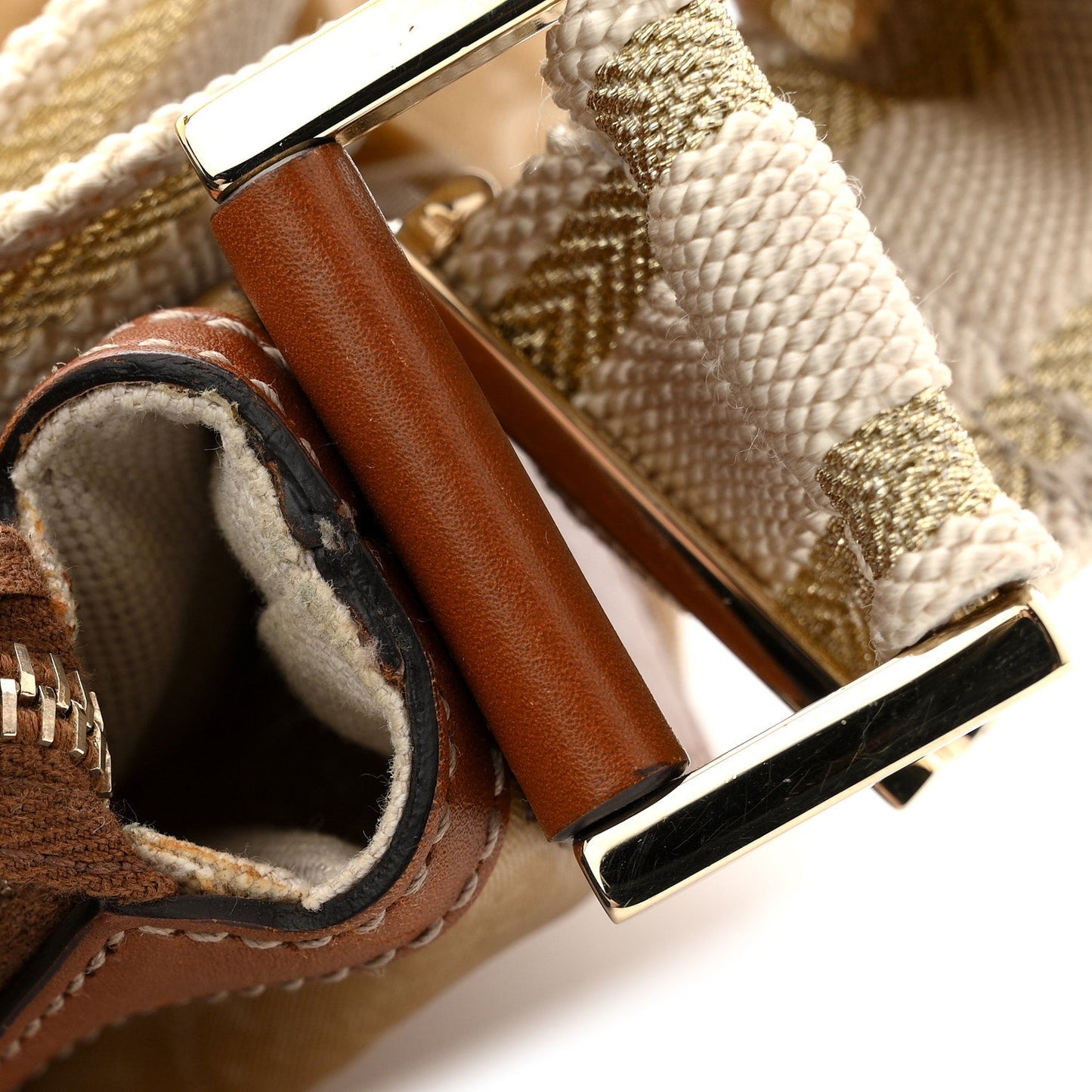 Nylon Monogram Web Medium Half Moon Hobo Beige